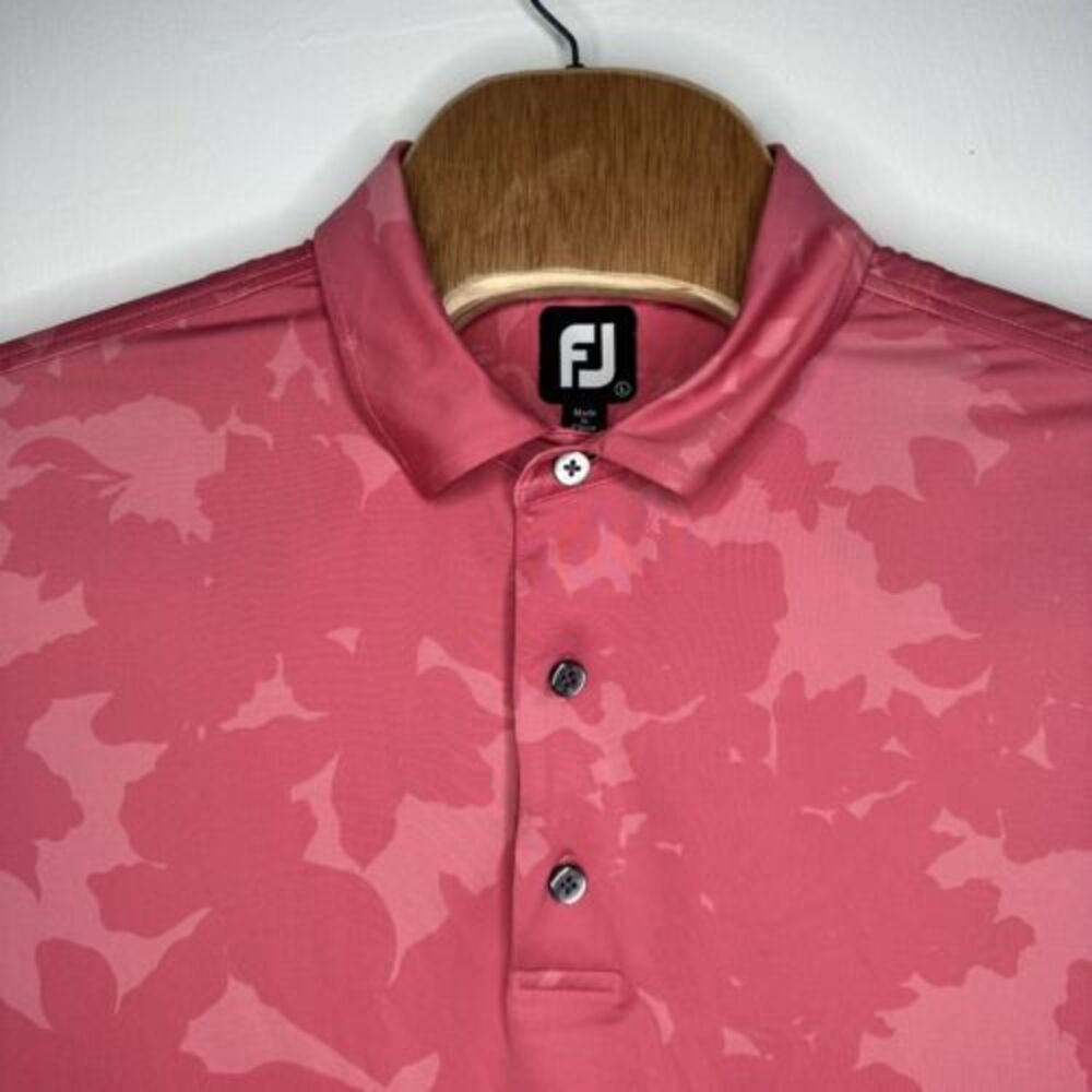 FootJoy Flat Creeck Country Club Mens Sz Large Short Sleeve Pink Golf Polo Shirt